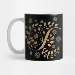 Luxury Golden Calligraphy Monogram with letter J Mug